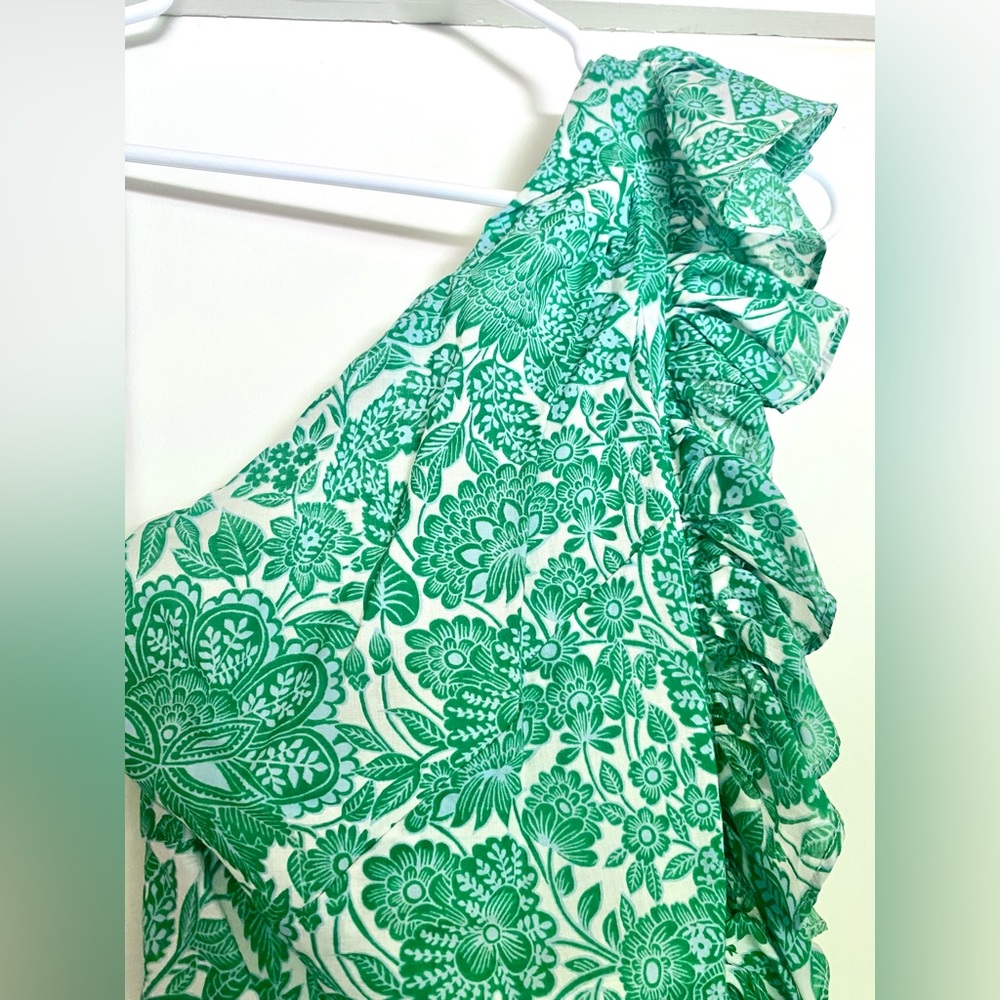 Green One Shoulder Ruffle Dress - Picture 5 of 7